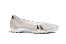 Walter Genuin Women's Coco Spikeless Slip On Golf Shoes-Cream/White/Gold