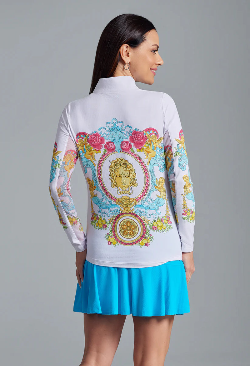 IBKUL Lala Print Long Sleeve Mock Neck Top