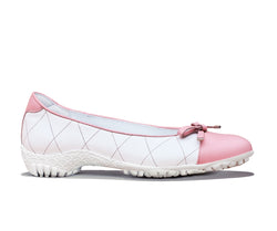 Walter Genuin Women's Pearl Spikeless Slip On Golf Shoes-Pink/White