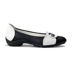 Walter Genuin Women's Strada Spikeless Slip On Golf Shoes-Black/White