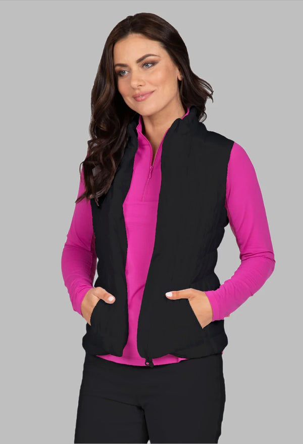 IBKUL Quilted Vest- Silver and Black