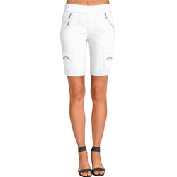 Jamie Sadock Basic Purple Rain Women's NEW Skinnylicious Pull on 19" Knee Short-White