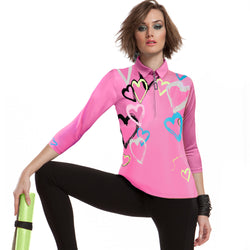 Jamie Sadock Watermelon Collection: Pink Heart Print 3/4 Sleeved Shirt