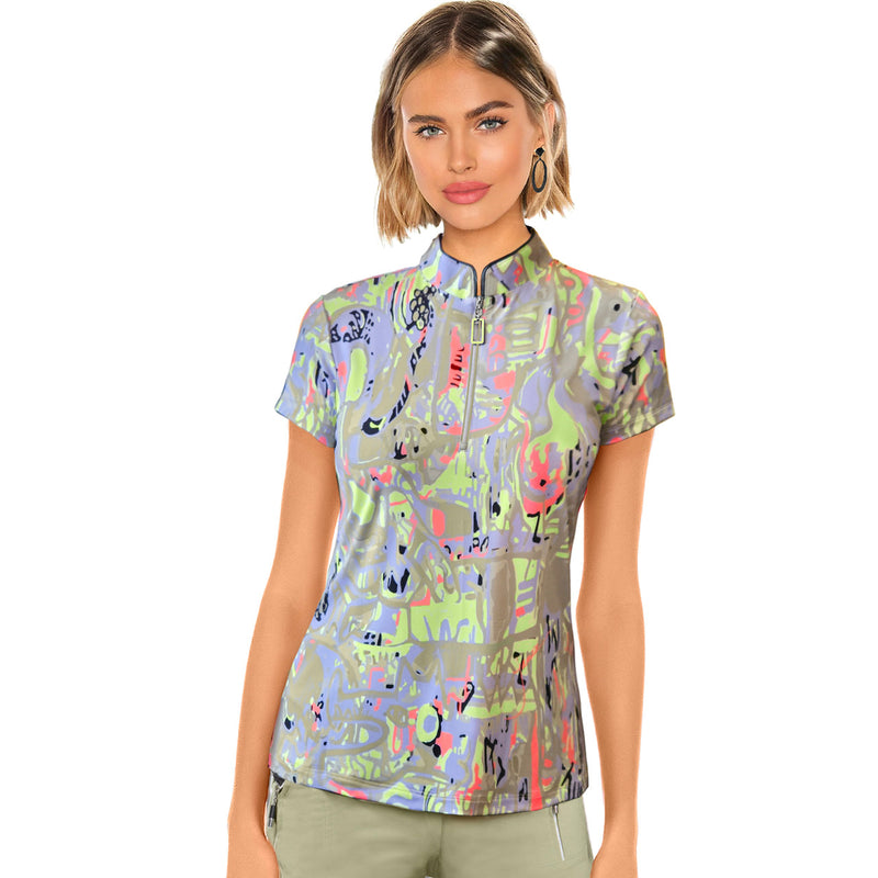 Jamie Sadock Tulip Collection- Graffiti Print Short Sleeved Shirt