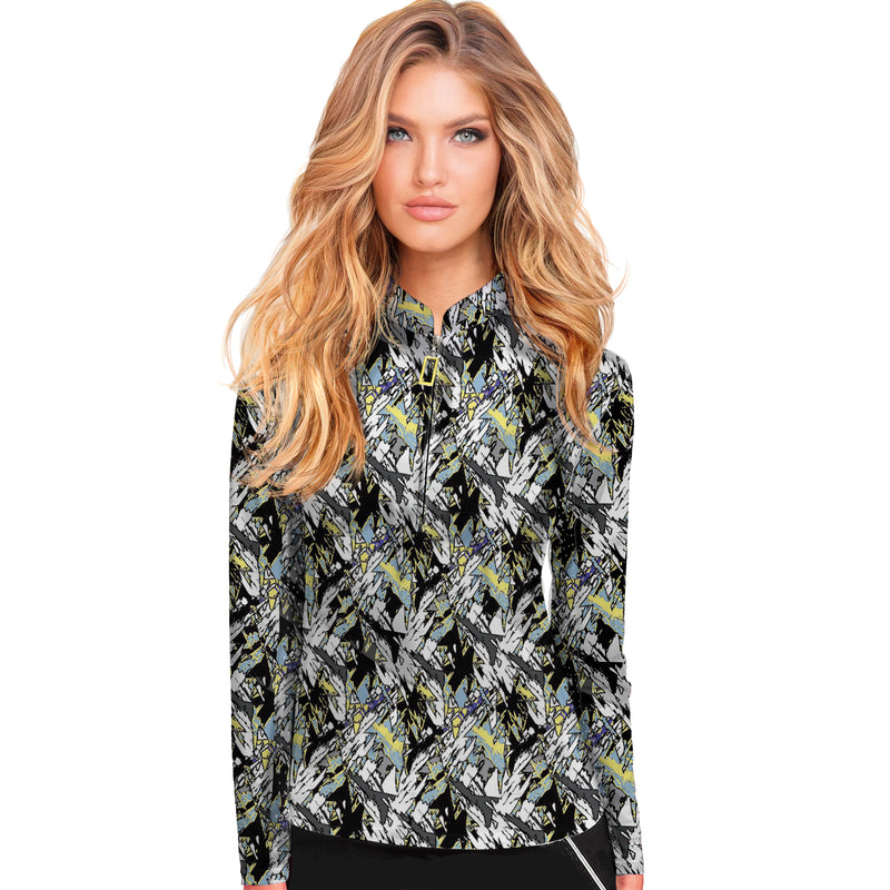 Jamie Sadock Basic Sunsense Long Sleeve Ultralight Sun Shirt-Jagged Little Pill Black/White Print