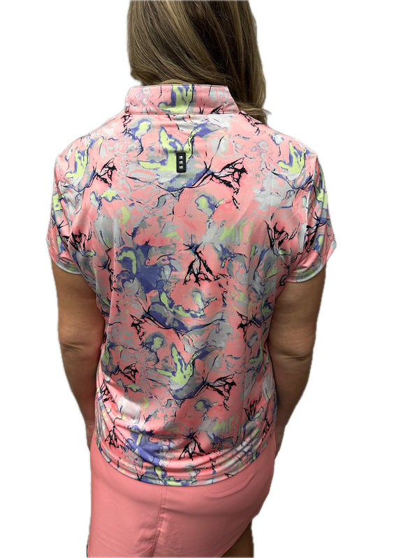 Jamie Sadock Shell Collection: Crackle Print Short Sleeved Shirt