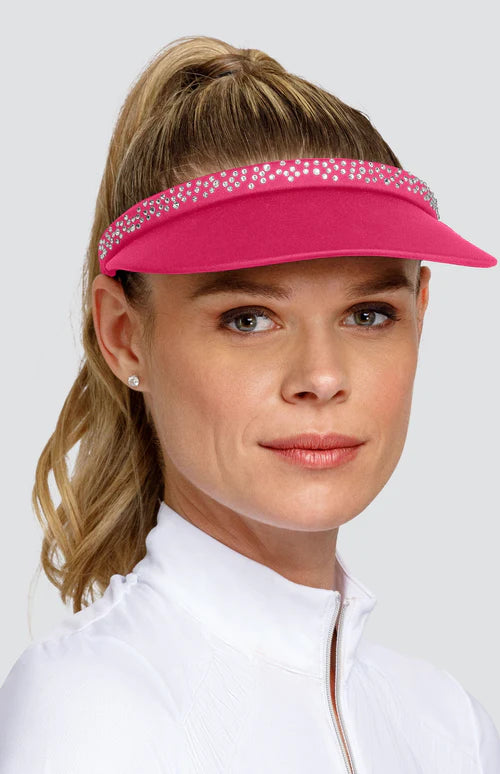 Tail Activewear Rhinestone Trimmed Mid Sized Clip On Visor-Black, White or Pink