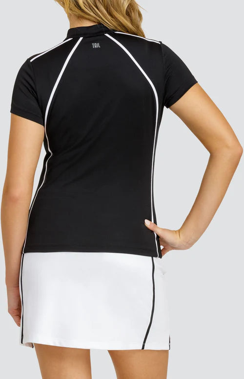 Tail Activewear Basic Katara Short Sleeved Shirt-Black/White Trim