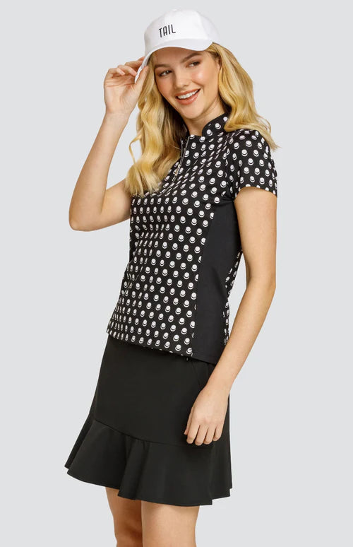 Tail Activewear Basic Jazmine Short Sleeved Print Shirt-Echo Black/White Trim