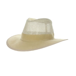 Dorfman Hat Willow Soaker Sun Hat with Mesh Sides-Natural and Tan