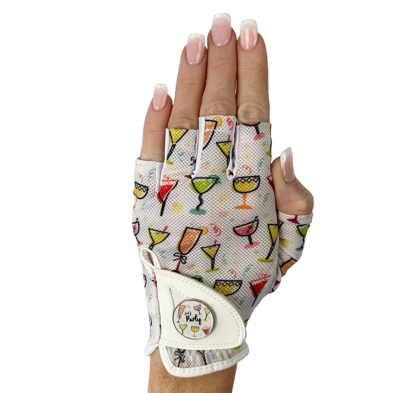 Half Golf Glove Printed Mesh and Leather palm with Matching Ballmarker-Party Time Print