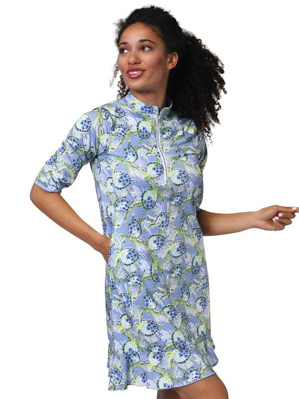 Ana Clare Aloha Sport Short Sleeved Dress-Myrtle Print