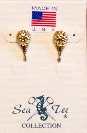 Sea and Tee Golf Ball Earrings-Silver or Gold