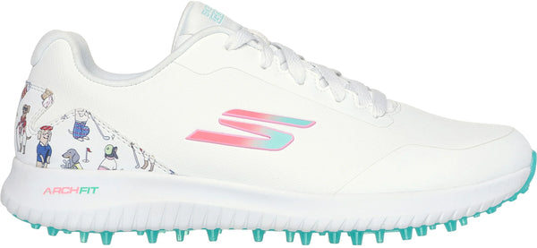 Skechers  Womens GO GOLF Max Dogs At Play Spikeless Golf Shoes - White/Multi