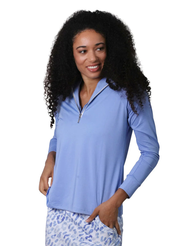 Ana Clare "Briley" Long Sleeved Half Zip Pullover-Periwinkle