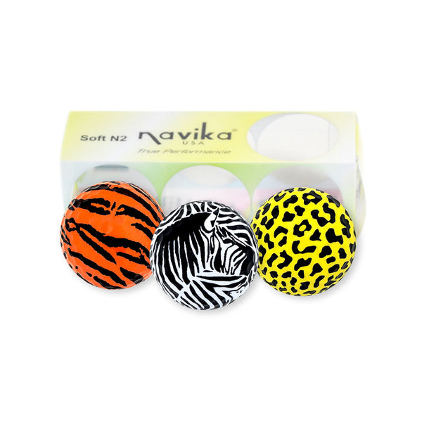 Navika Assorted Safari Printed White Golf Balls-3 pack